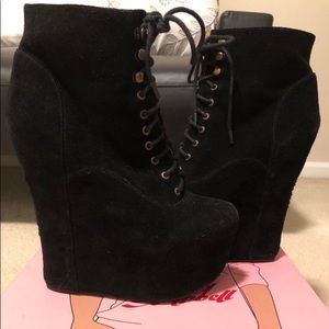 Jeffrey Campbell black suede booties